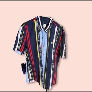 River Island Short Sleeve Multi Color Button Up